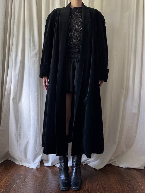 Julia Klein Jackets & Blazers - Vintage Julia Klein Black Wool Swing Coat Women's Size XL | Evening Goth 80s